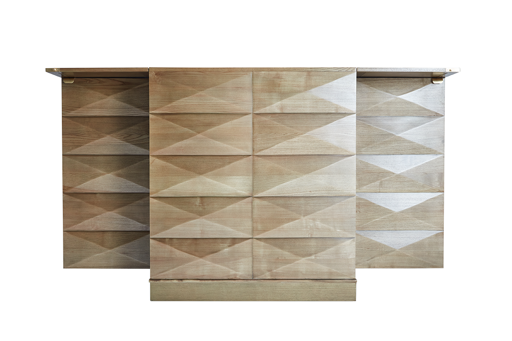 Detail on Doors match the Facade of the bar to create an image of a full sized bar when opened.